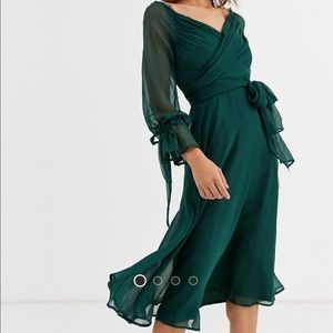ASOS DESIGN midi dress in forest green